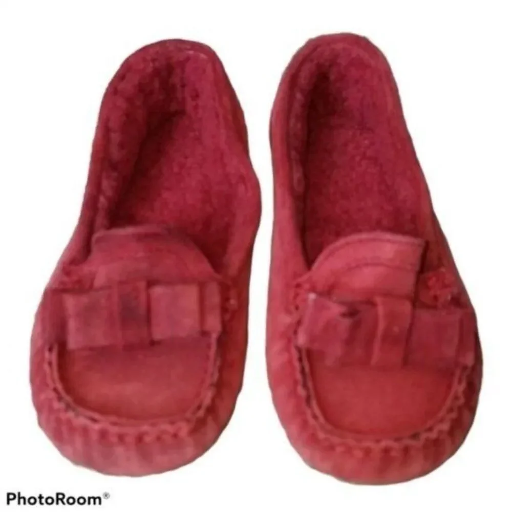 Cole Haan Loafers SLIPPERS RED Suede House Shoes Kids Size10 YOUTH